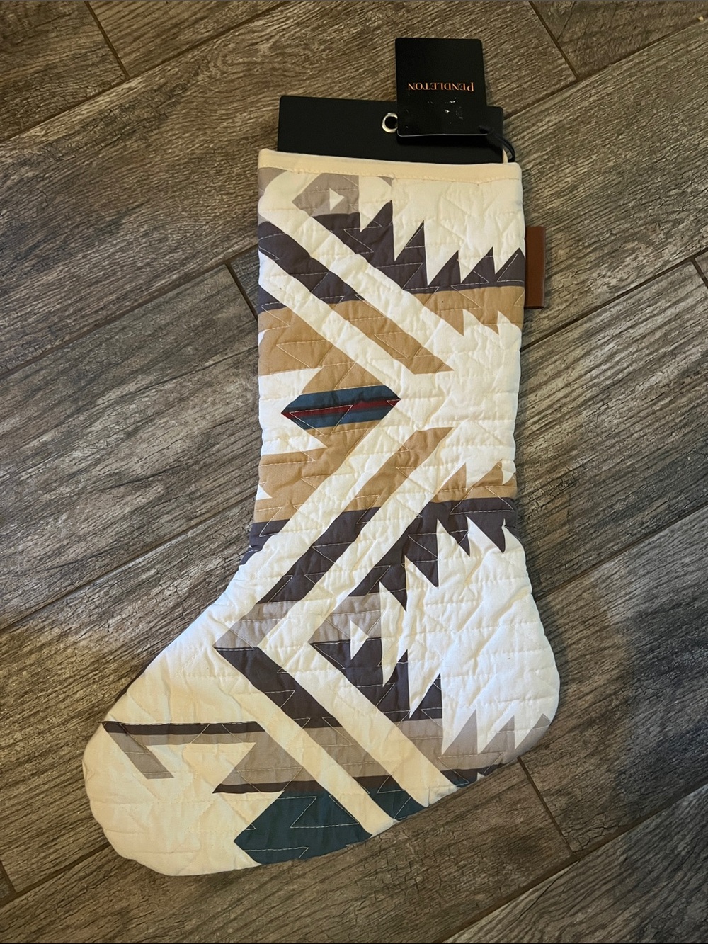 Pendleton WHITE SHORES Quilted Christmas Stocking Ivory Southwestern Cowichan